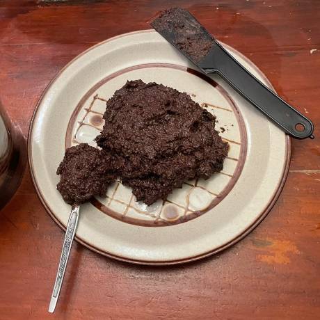 Shaping Raw Chocolate mixture into cake shape